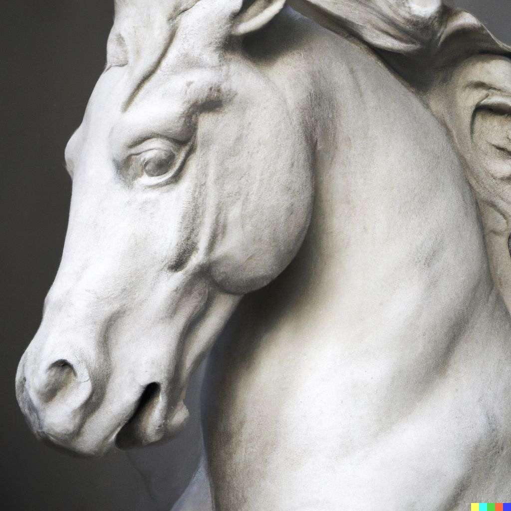 a horse, marble sculpture